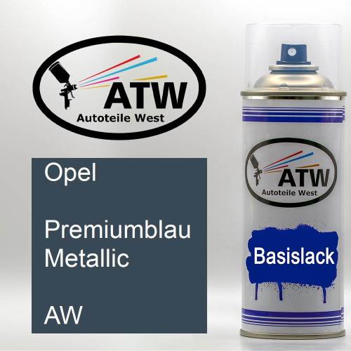 Opel, Premiumblau Metallic, AW: 400ml Sprühdose, von ATW Autoteile West.